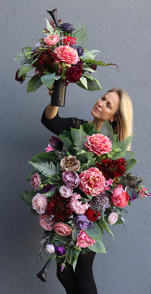 Lenia, komplet dekoracji nagrobnych, wiązanka + bukiet