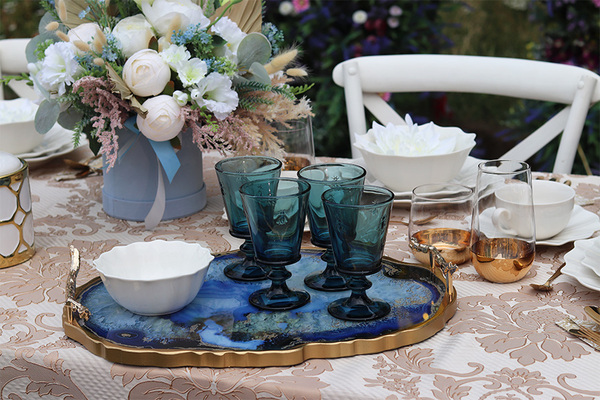 atrakcyjna złota taca glamour, Agate, wym.8x36x47cm