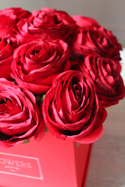 czerwony flowerbox Walentyna, wys.29cm