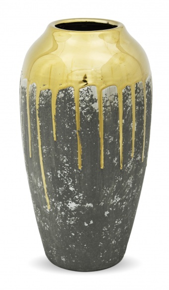 Gold Drop Classic, ceramiczny wazon ze złotą dekoracją, wym.30x15x15cm