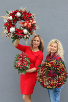 duży bożonarodzeniowy wianek, Burgundowa Wigilia, śr.50cm 