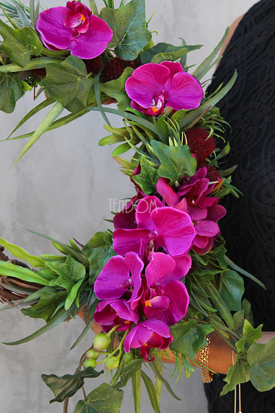 efektowny wianek na drzwi Storczyk Fuksja, śr.28cm