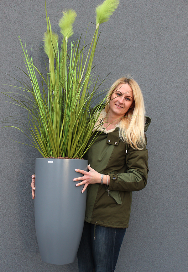 Bellano 2, wieczne trawy w donicy fiberglass, wym.155cm