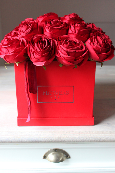 czerwony flowerbox Walentyna, wys.29cm