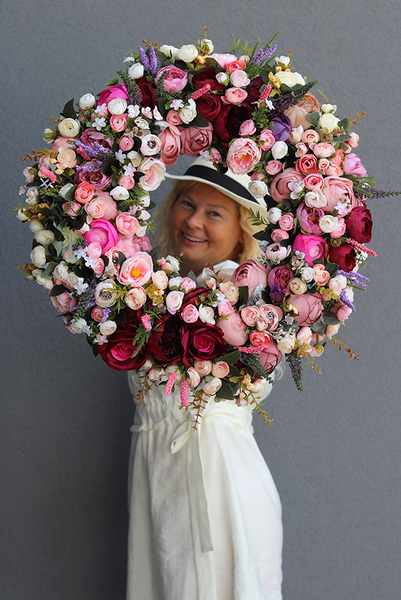 Bella Jesienna 5, duży kwiatowy wianek na drzwi, śr.53cm  