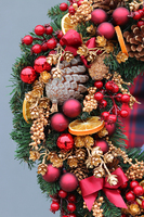 duży bożonarodzeniowy wianek, Burgundowa Wigilia, śr.50cm 