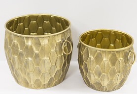 Aguilera Fellis, złota metalowa donica, rozm.B, wym.27x29x29cm