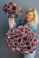 fioletowy bukiet róż i hortensji, Rosallia Purple, dł.52cm