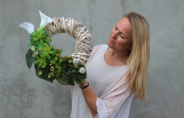 prześliczny wianek ozdobny Sukulent Modern, śr.34cm