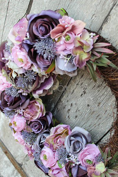 Pastelowa Nostalgia, elegancki wianek, śr.38cm 