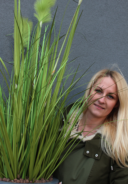 Bellano 2, wieczne trawy w donicy fiberglass, wym.155cm