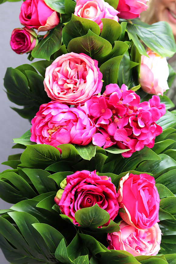 girlanda ze sztucznych roślin, Monstera Fuksja, dł.100cm