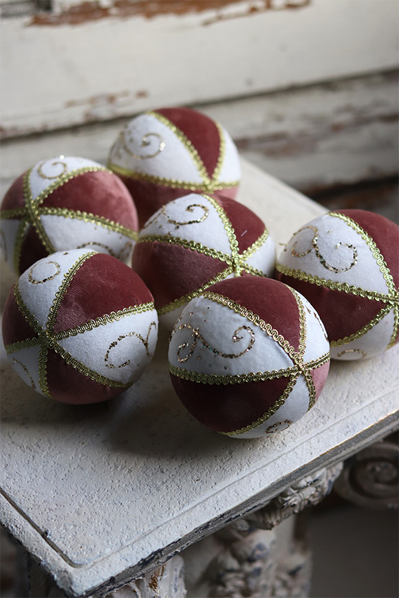 OD RĘKI bombki świąteczne, Velvetica Glamour, kpl.6szt, śr.10cm 