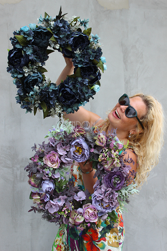 Caryca Katarzyna Fiolet, efektowny wianek na drzwi, śr.44cm  