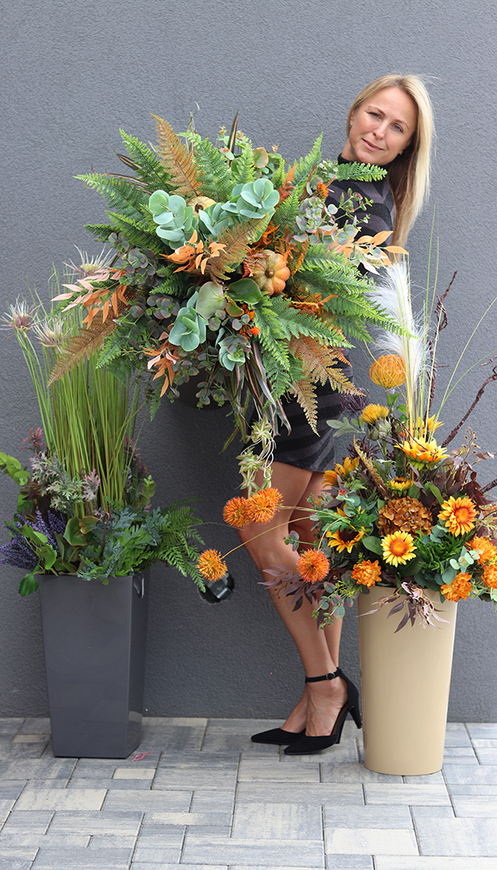 Jesienne Trawy, kompozycja ze sztucznych roślin / bukiet, wys.128cm