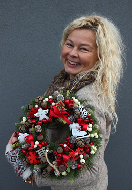 elegancki świąteczny wianek, Wigilia Tuż Tuż, śr.28cm