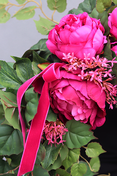 Felicja, wiklinowy wianek z kwiatową dekoracją, śr.54cm