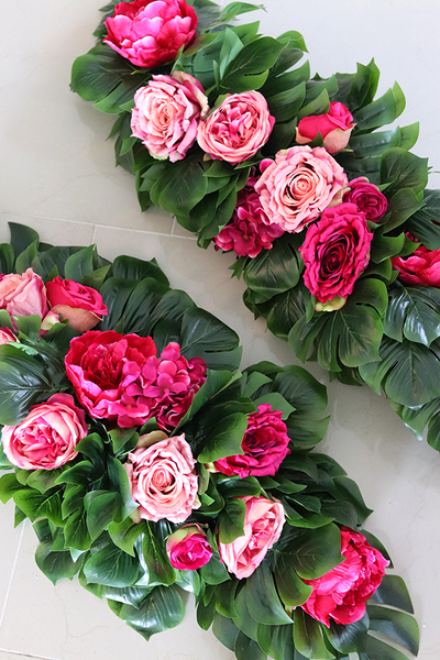 girlanda ze sztucznych roślin, Monstera Fuksja, dł.100cm