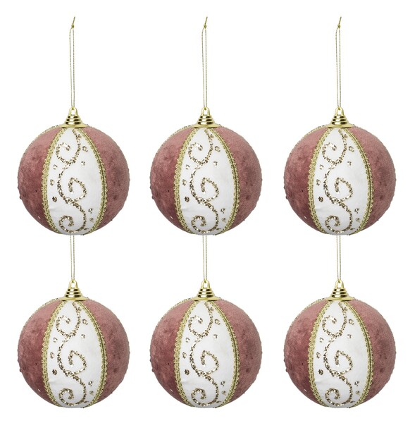 OD RĘKI bombki świąteczne, Velvetica Glamour, kpl.6szt, śr.10cm