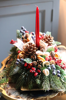 bożonarodzeniowy stroik na tacy, Wigilijna Radość, dł.50cm  