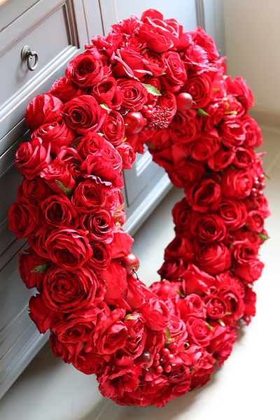 bardzo duży czerwony wieniec, Red Fire, śr.72cm