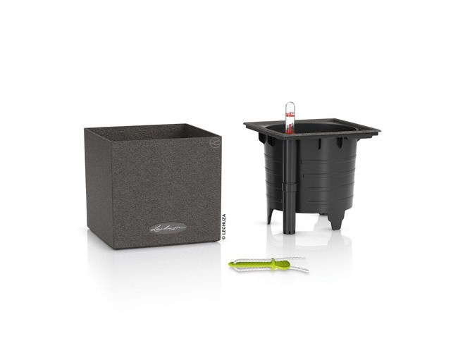 Canto Stone, elegancka donica z nawadnianiem, szara, wym.14x14cm