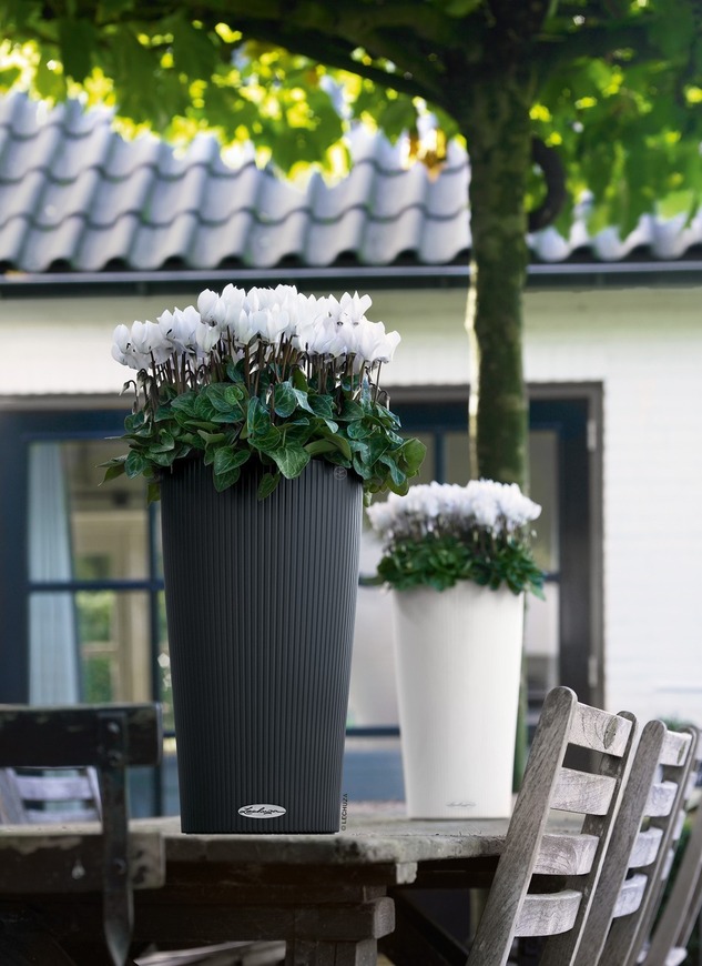 Cilindro, donica z nawadnianiem, szara, wym.41x23cm