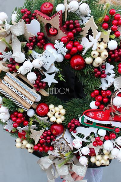 bardzo duży wianek / stroik dekoracyjny Christmas with tenDOM, śr.47cm