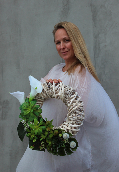 prześliczny wianek ozdobny Sukulent Modern, śr.34cm