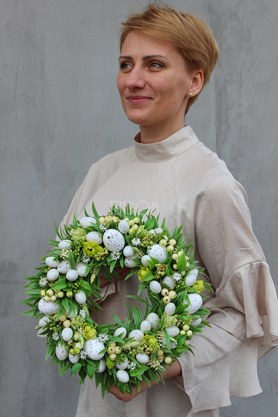 dekoracyjny wianek wielkanocny Naturalna Wiosna, śr.28cm