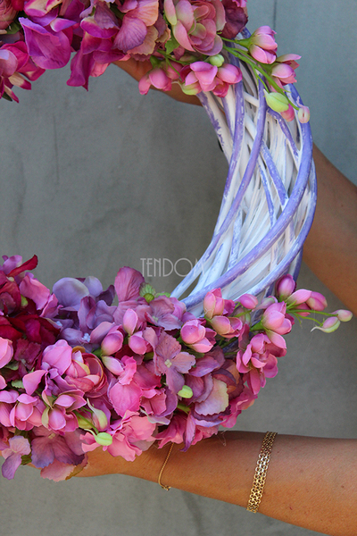 okazały wianek na drzwi Różowa Lady, śr.39cm 