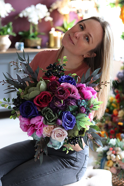 Lerra, atrakcyjna kompozycja kwiatowa do wazonu / bukiet dł.44cm