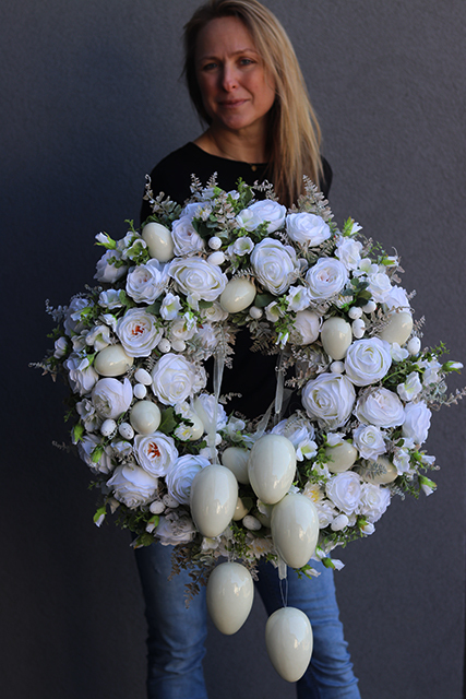 Green Canoe White, wianek wiszący na Wielkanoc, śr.58cm