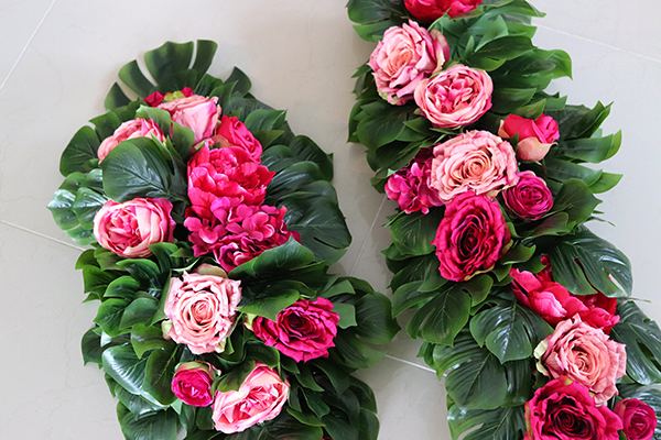 girlanda ze sztucznych roślin, Monstera Fuksja, dł.100cm