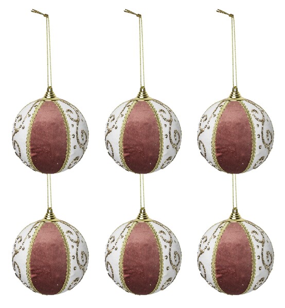 OD RĘKI bombki świąteczne, Velvetica Glamour, kpl.6szt, śr.10cm