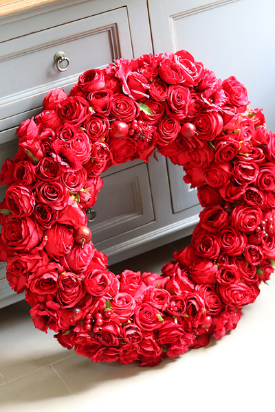 bardzo duży czerwony wieniec, Red Fire, śr.72cm  