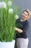 Dandelion Light, trawa w podświetlanej donicy z dmuchawcami, wys. 190cm