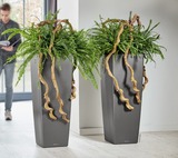 Cubico Alto Premium, elegancka donica z nawadnianiem, szara, wys.105cm