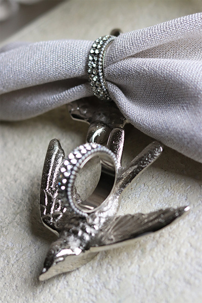 obrączki na serwetki, jaskółki, Lux Villa Silver Glamour