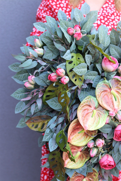 Anturium Heart, wiązanka nagrobna w kształcie serca