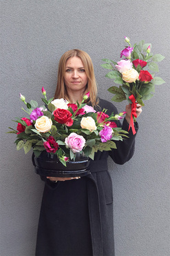 Georgina, komplet dekoracji nagrobnych, kompozycja + bukiet