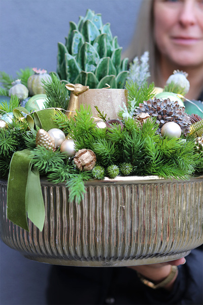 Karczoch Deluxe, świąteczny stroik na stół	