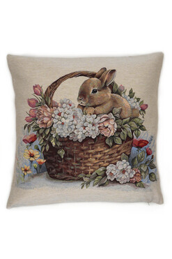 Bunny Basket, wielkanocna poszewka gobelinowa dwustronna, 45x45cm