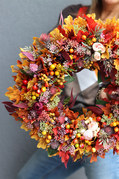 kolorowy jesienny wianek, Pomarańczowe Liście 2