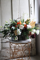 Manfredo Nerassa, pomarańczowa kompozycja z suszem, wym.36x74cm