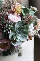 flowerbox świąteczny z sukulentem, Pink Premium Deluxe, wys.50cm