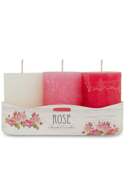 Rustic Scent, świeca zapachowa, róża, kpl.3szt 