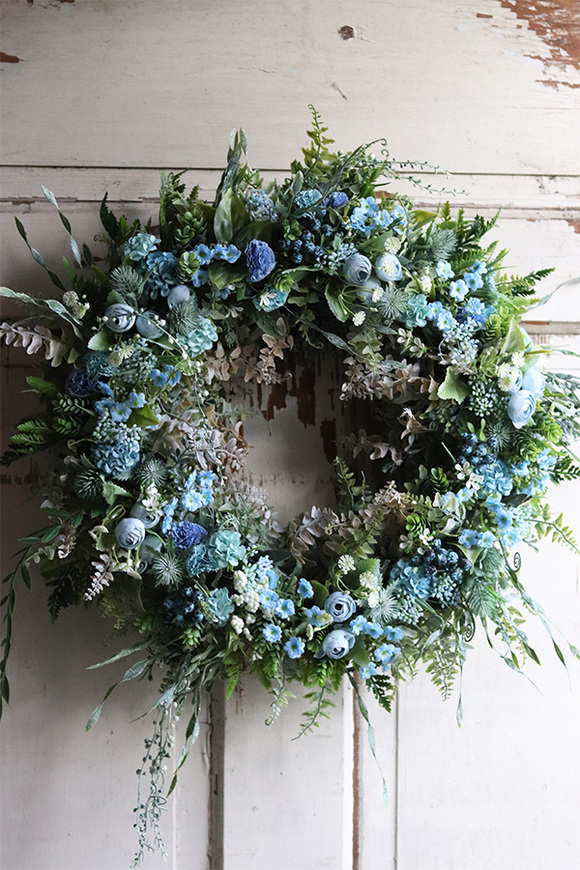 atrakcyjny wianek na Twoje drzwi, Manfredo Blue 2, śr.46cm 