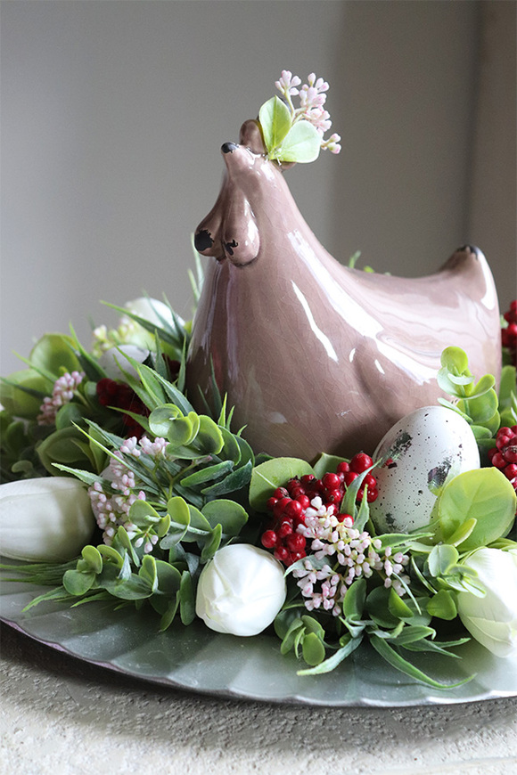 Kurka, stroik wielkanocny, śr.35cm