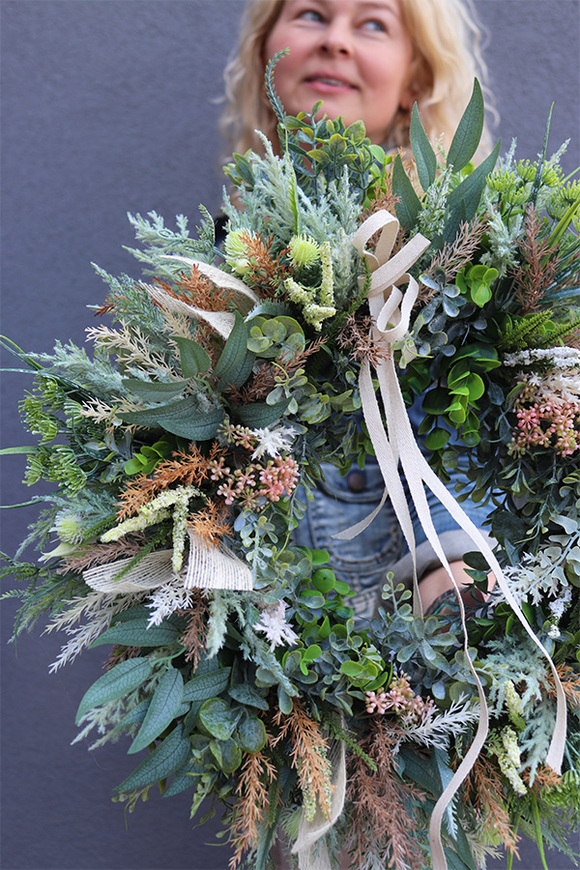 Boho Naturesi, wianek ze sztucznym suszem, śr.46cm  